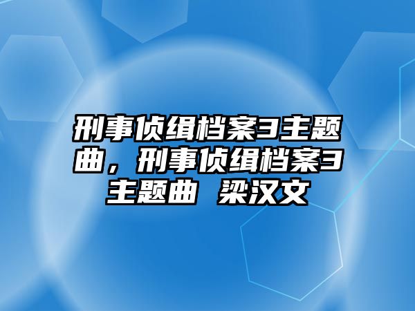 刑事偵緝檔案3主題曲，刑事偵緝檔案3主題曲 梁漢文